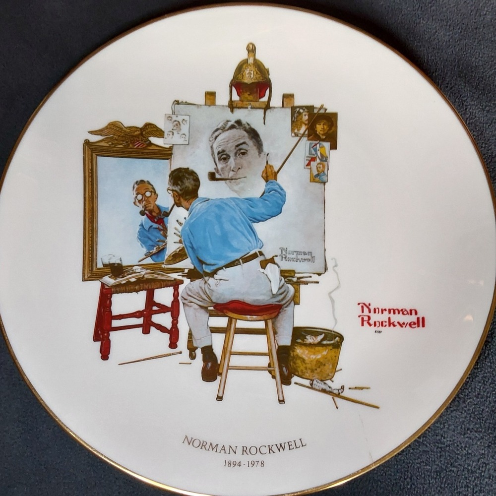 Norman Rockwell "TRIPLE SELF PORTRAIT" Gorham Fine China Usa 11" Plate